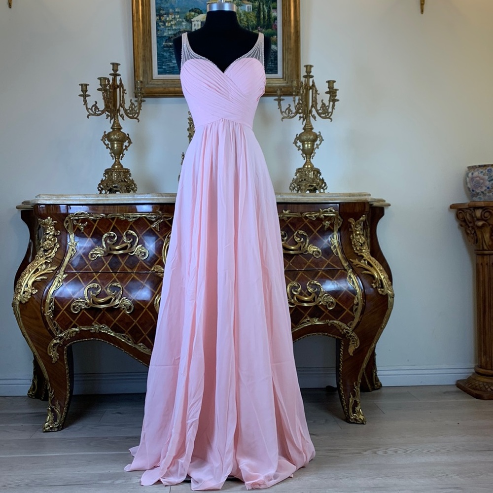 Meier Collection formal bridesmaid pleated bodice dress
